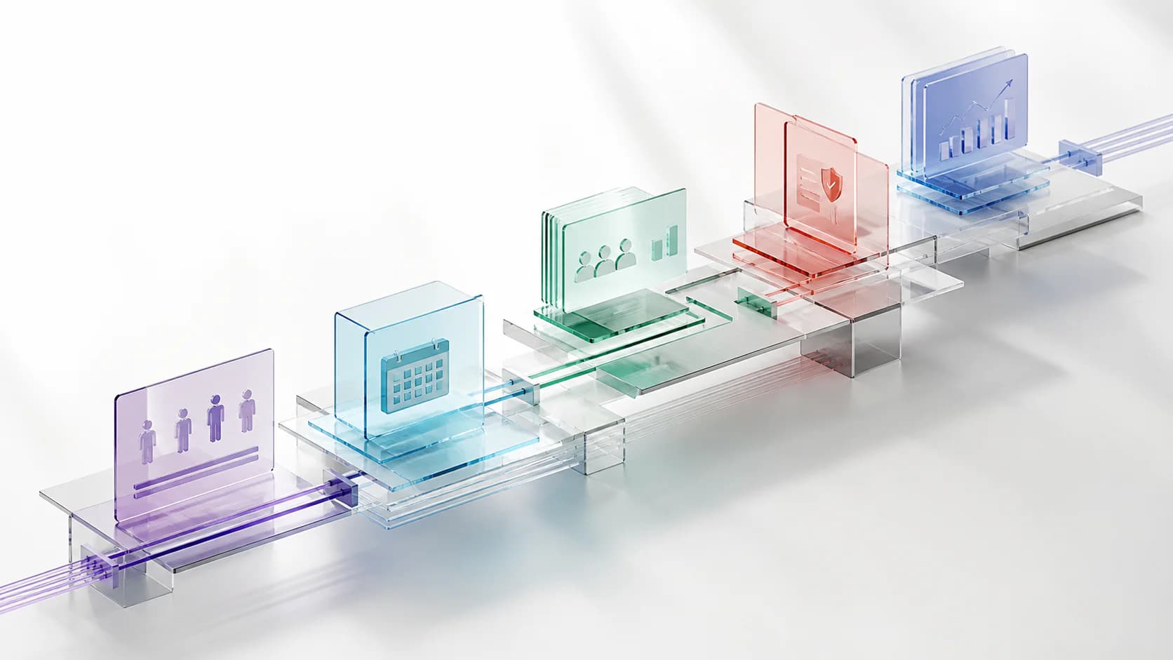 A connected glass system representing people, time, payroll, governance and performance